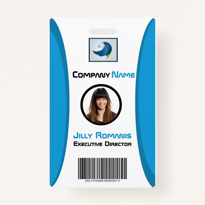Employee ID Badge Modern Teal Vertical Design