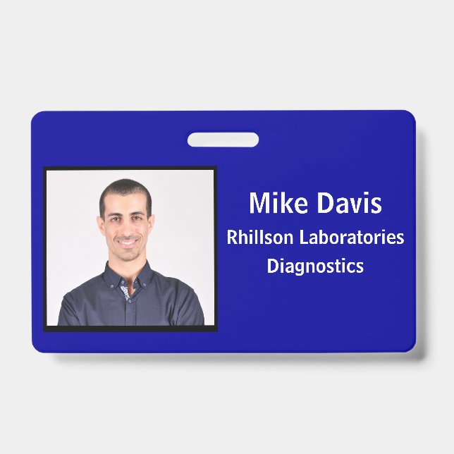 Employee ID Badge Royal Blue Horizontal Design (Front)
