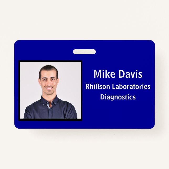 Employee ID Badge Royal Blue Horizontal Design (Front)