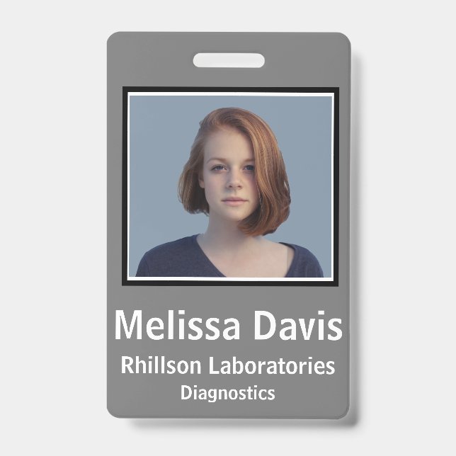 Employee ID Badge Steel Gray Vertical Design (Front)