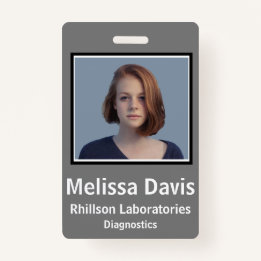 Employee ID Badge Steel Gray Vertical Design