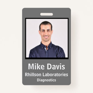 Employee ID Badge Stone Gray Vertical Design