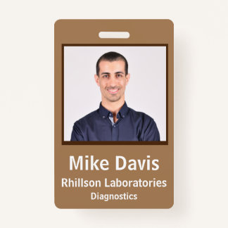 Employee ID Badge Tuscan Tan Vertical Design