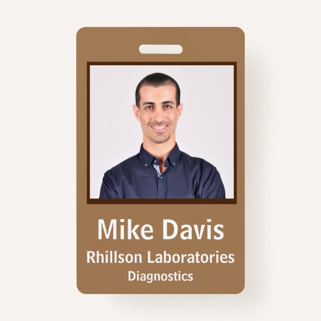 Employee ID Badge Tuscan Tan Vertical Design (Front)