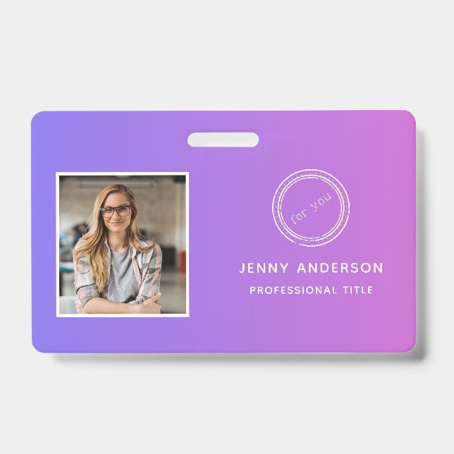 Employee ID Badge with Photo, Barcode, Logo & Name (Front)