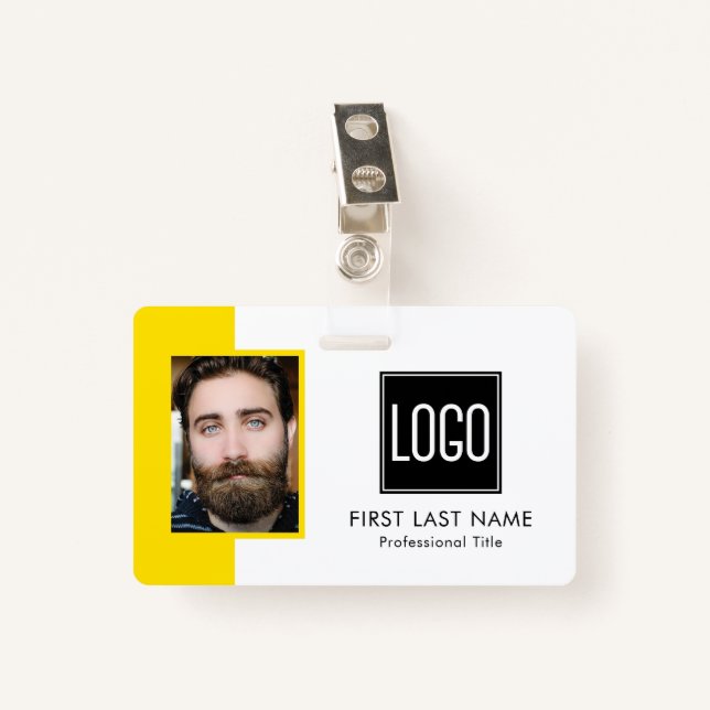 Employee ID | Bright Yellow Logo Photo Badge (Front with Clip)