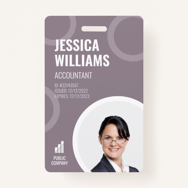 Employee ID Card Modern Gray Staff Badge (Front)