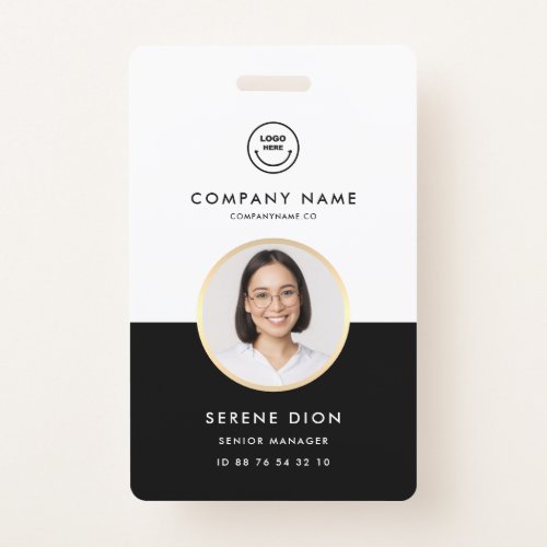 Employee ID Company ID Photo ID Gold Circle Black  Badge