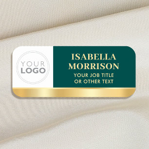 Employee ID Company Logo Green Gold Business Name Tag