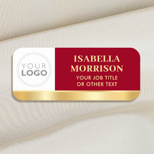 Employee ID Company Logo Red Gold Business Name Tag