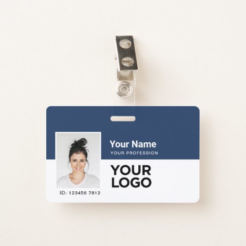 Employee ID Company Photo Bar or Qr Code Logo Name Badge