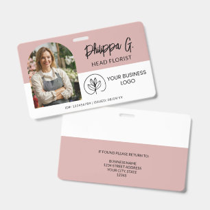 Employee ID Dusty Pink with Photo & Logo Badge