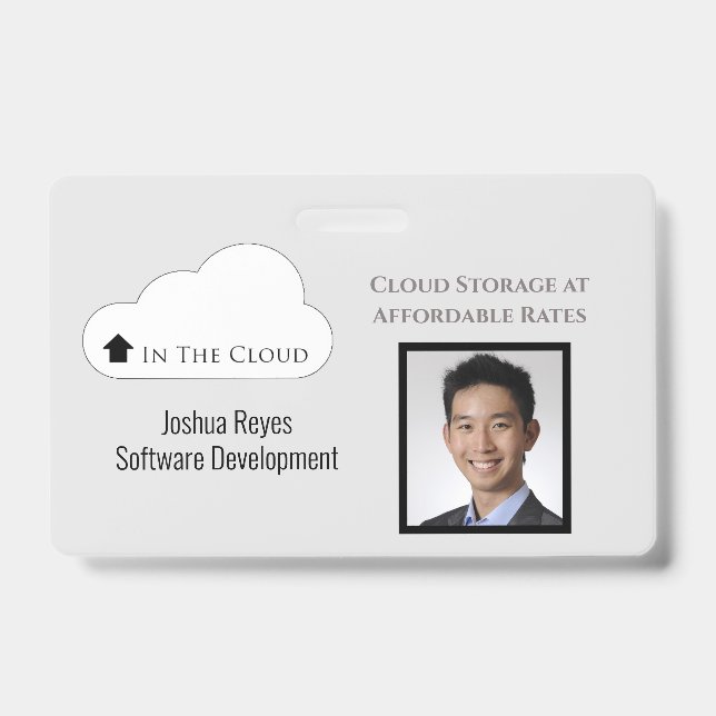 Employee ID Light Gray & Black Horizontal Badge (Front)