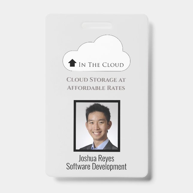 Employee ID Light Gray & Black Vertical Badge (Front)