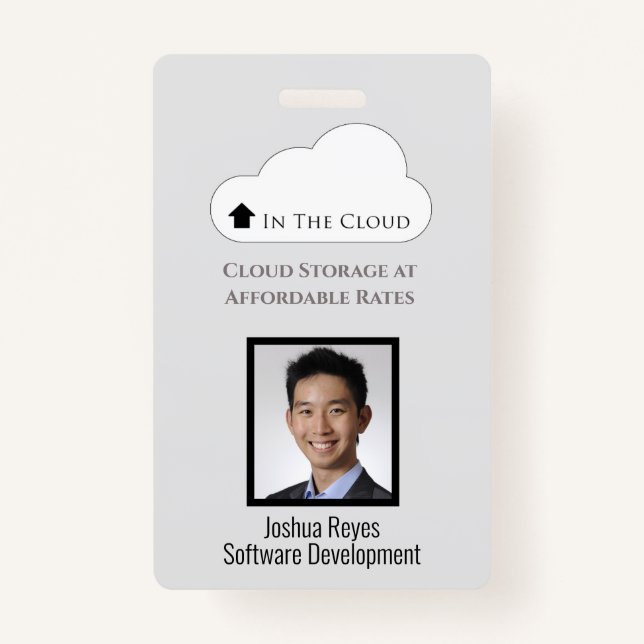 Employee ID Light Gray & Black Vertical Badge (Front)