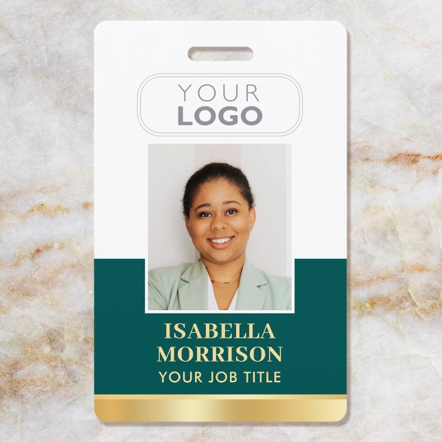 Employee ID Name Company Logo Green Gold Business Badge (Creator Uploaded)