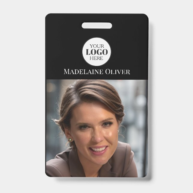 Employee ID Photo Badge Black White  (Front)