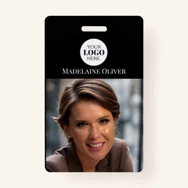 Employee ID Photo Badge Black White  (Front)