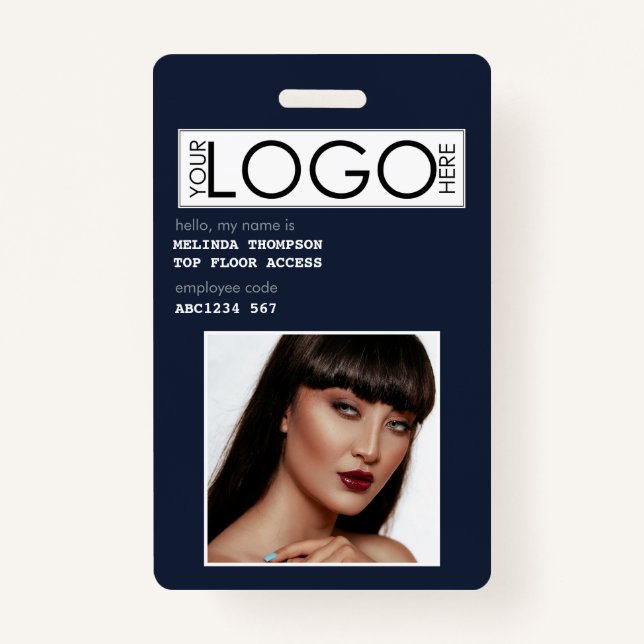 Employee ID Photo Company Identification Blue Badge (Front)