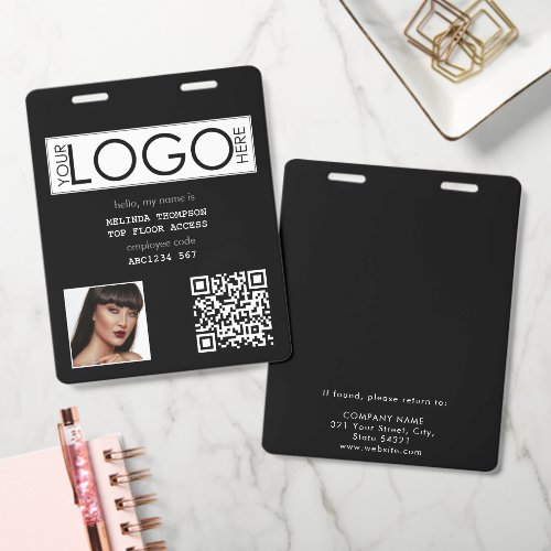 Employee ID Photo Company Identification QR Code Badge