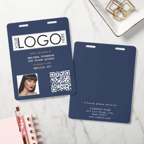 Employee ID Photo Company Identification QR Code Badge