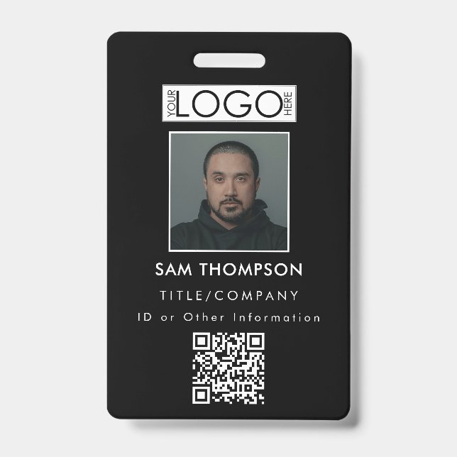 Employee ID Photo Company Security Badge QR Code (Front)