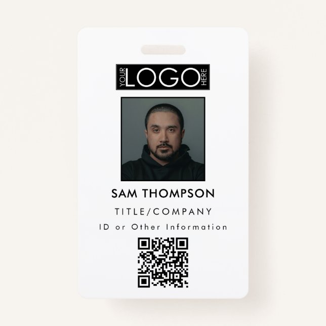 Employee ID Photo Company Security Badge QR Code (Front)