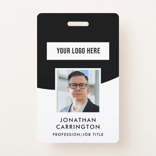 Employee ID Photo Logo QR Code Badge | Zazzle