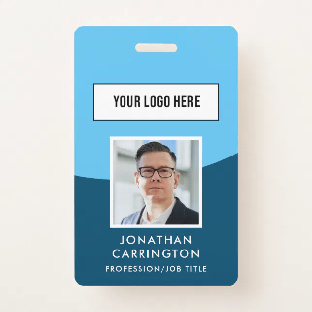 Employee ID Photo Logo QR Code Badge | Zazzle