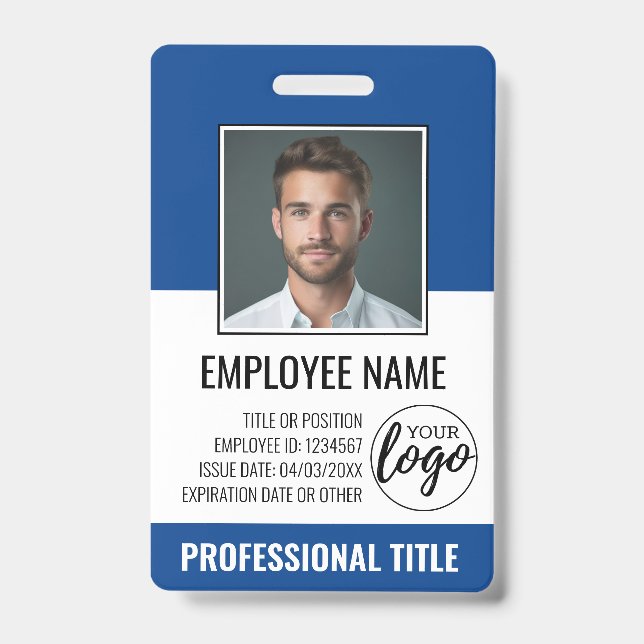 Employee ID - Photo, Logo, Title - Custom Plastic Badge (Front)