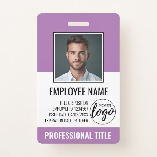 Employee ID _ Photo Logo Title _ Custom Plastic Badge