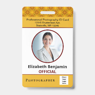 Employee ID Photo Name Custom Logo Bar Code Badge