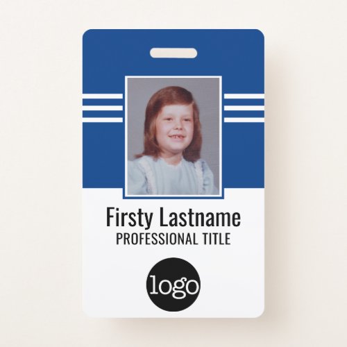 Employee ID _ Photo QR Code Logo Name Blue Badge