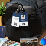 Employee ID Photo, Qr Code, Logo, Name Luggage Tag<br><div class="desc">Easily personalize this Custom Employee Name Luggage Tag with Photo, Scan Qr Code and business logo. A simple business design in navy blue and white colors fully customizable in front and back sizes, sans-serif basic and modern fonts and a professional and clear look. Perfect as Employee Business Travel Gadgets, Travel...</div>