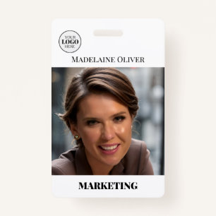 Employee ID Photo QR Code Simple Logo Badge