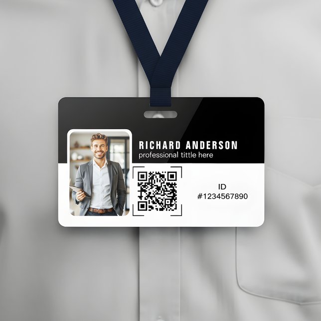 Employee ID Professional Corporate QR Code Badge (Creator Uploaded)