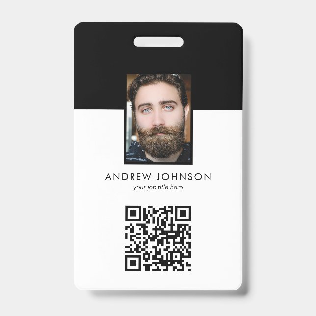 Employee ID QR Code Logo Photo Badge (Front)