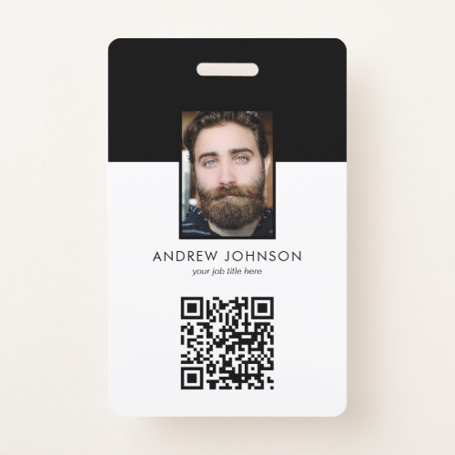 Employee ID QR Code Logo Photo Badge