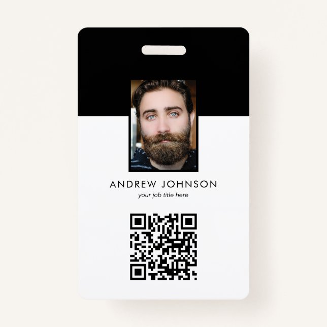 Employee ID QR Code Logo Photo Badge (Front)