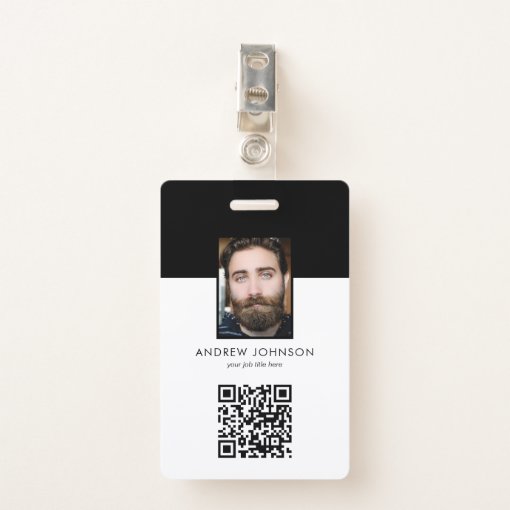 Employee ID QR Code Logo Photo Badge | Zazzle