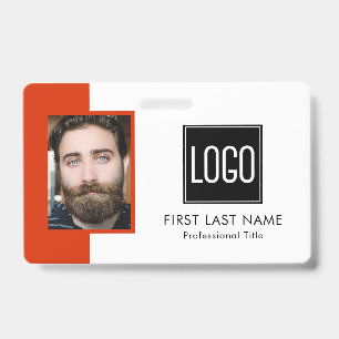 Employee ID Red Logo Photo Staff Badge