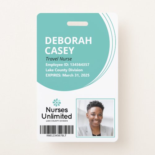 Employee ID Security Badge with Photo and Barcode
