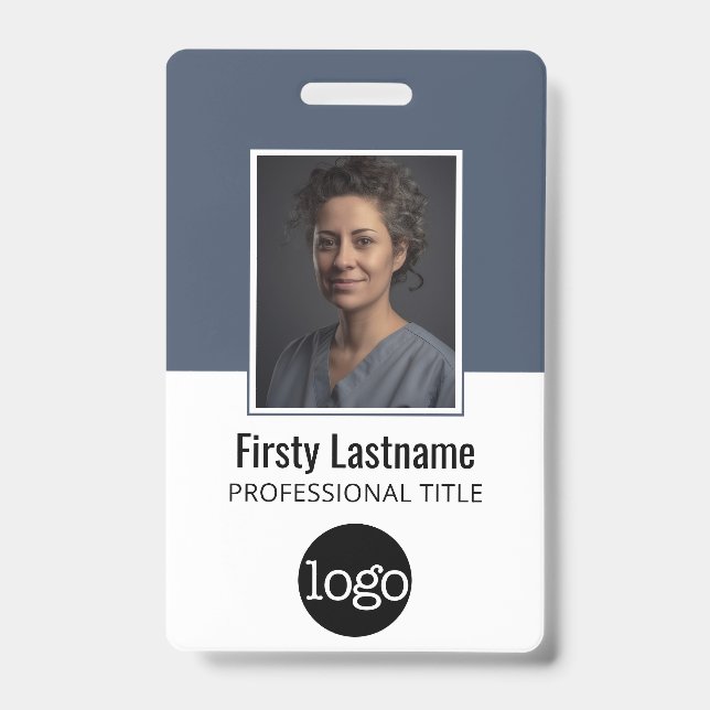 Employee ID with Photo, Bar Code, Logo, Name Badge (Front)