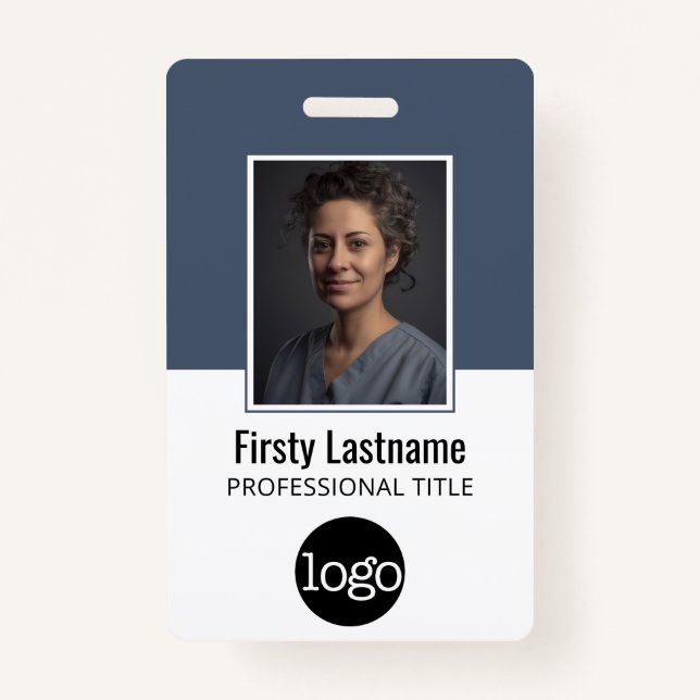 Employee ID with Photo, Bar Code, Logo, Name Badge (Front)