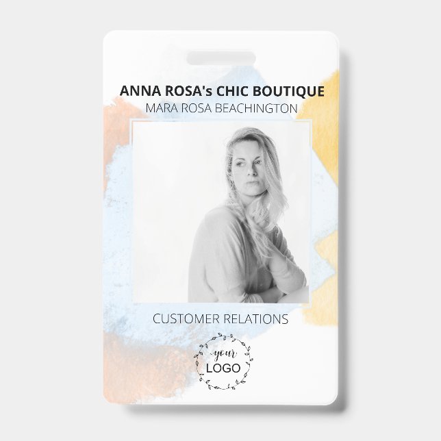 *~* Employee Image Picture - Logo - Bar Code Badge (Front)