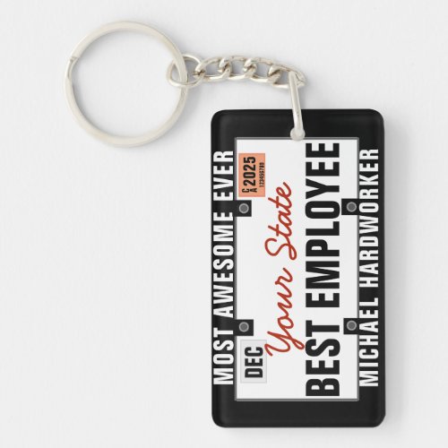 Employee License Plate Funny Keychain