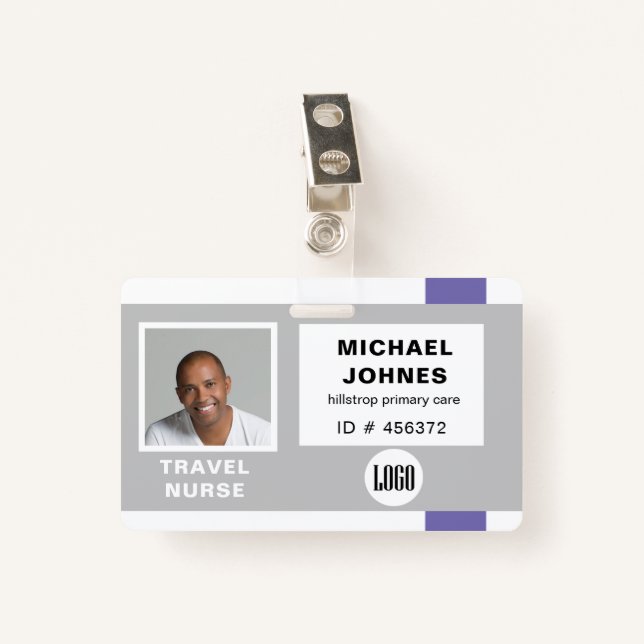 employee logo and photo name tag badge (Front with Clip)