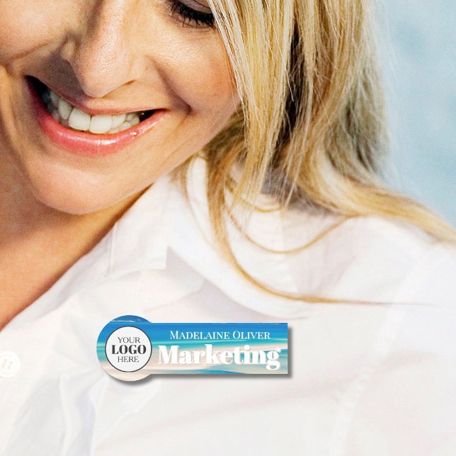  Employee Logo Blue Simple Name Tag (Creator Uploaded)