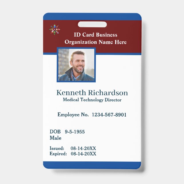Employee Logo Business Bar Code Card Custom Badge (Front)
