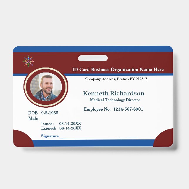 Employee Logo Business Bar Code Card Custom Badge (Front)